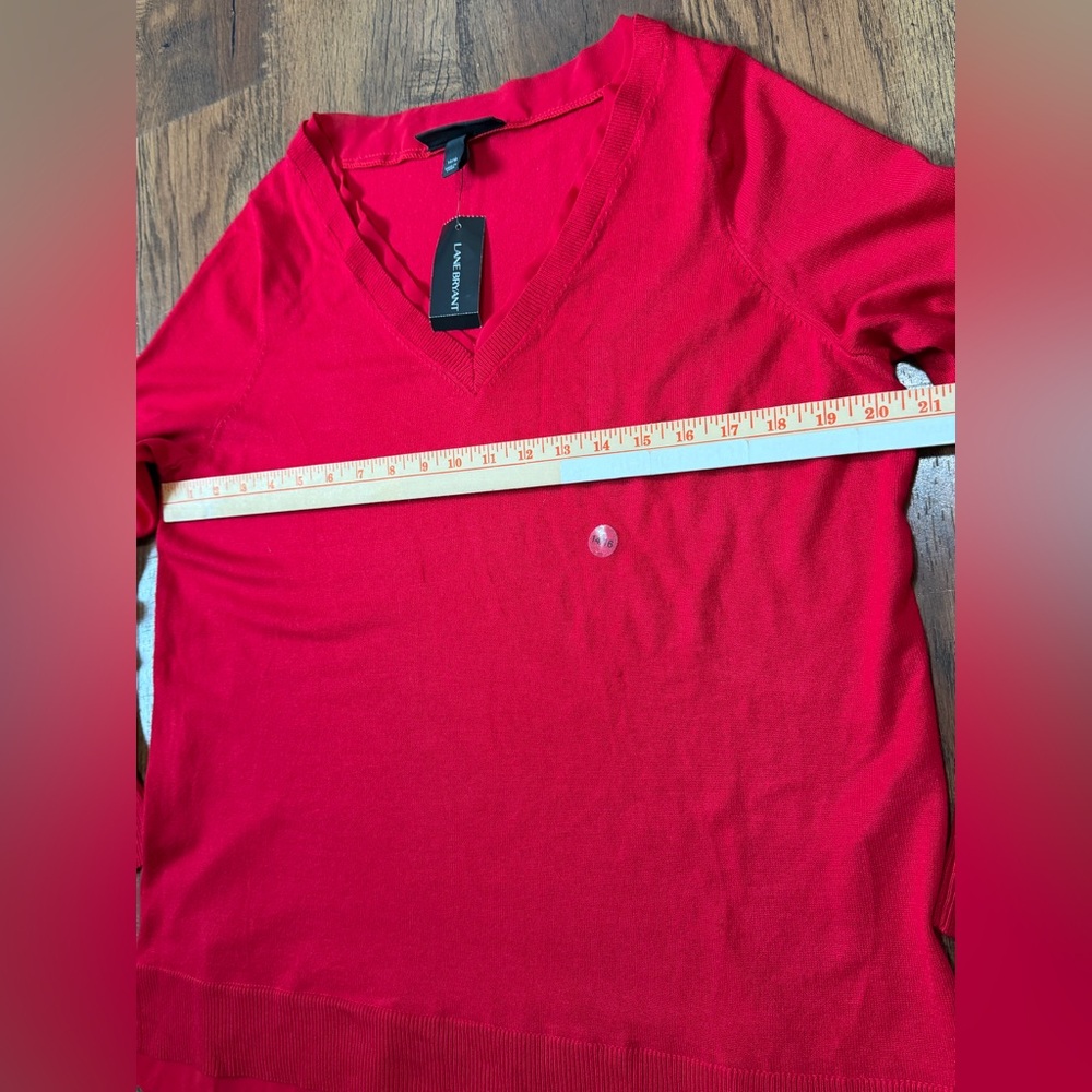Lane Bryant Women’s V-Neck Long Sleeve Blouse Red Women’s SZ 14/16 Rayon Nylon - Picture 5 of 14
